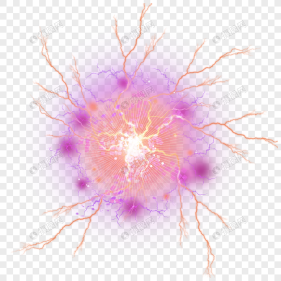 抽象闪电紫色光球剪贴画图片