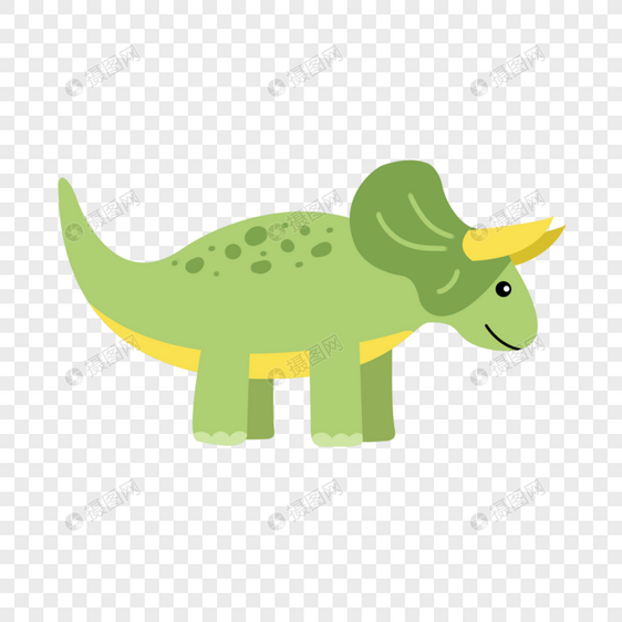 绿色长角卡通恐龙图片
