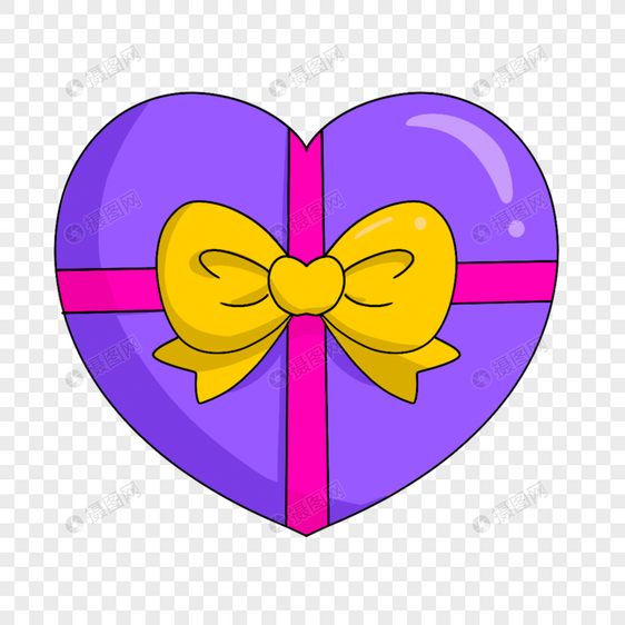 紫色心形礼盒卡通生日剪贴画图片