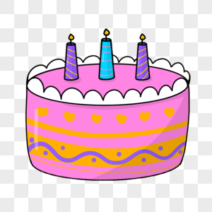 粉色美味蛋糕卡通生日剪贴画图片