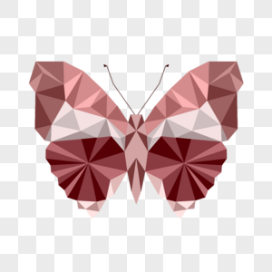 暗红色几何风格多边形低聚彩色蝴蝶图片