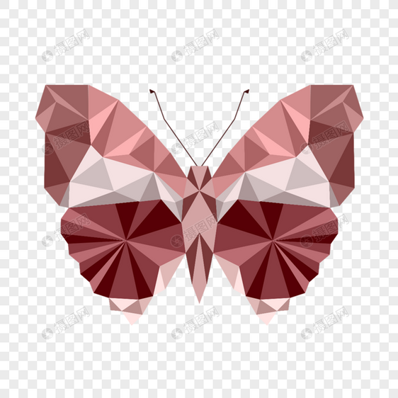 暗红色几何风格多边形低聚彩色蝴蝶图片