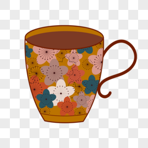 抽象图案花朵咖啡杯图片