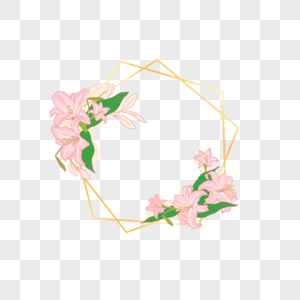 粉色花卉水彩婚礼边框图片