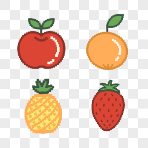 像素游戏水果苹果橘子组合图片