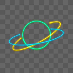 霓虹宇宙飞船抽象卡通三色星球图片
