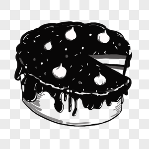 切开的蛋糕创意黑白单色涂鸦图片