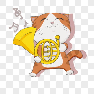 可爱音乐小猫咪吹喇叭图片