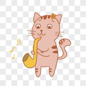吹萨克斯的小猫咪音乐家图片
