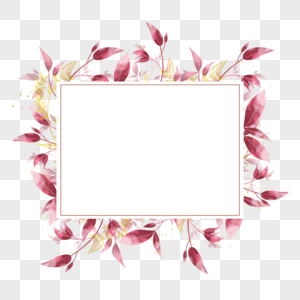 金枝树叶婚礼方形边框图片