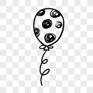 一个黑色线稿生日快乐印花气球图片