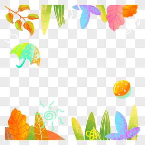 植物叶子热带夏季水彩边框图片