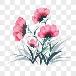 粉色水彩晕染花卉图片