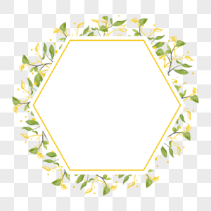 婚礼金枝树叶金色边框装饰图片