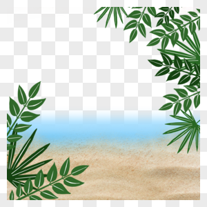 绿色夏季植物沙滩大海图片