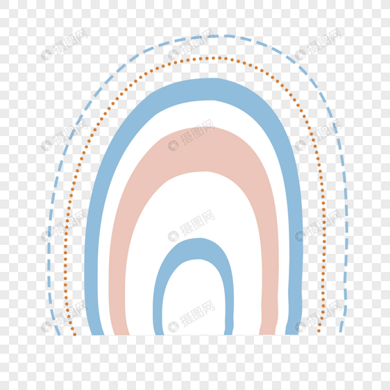 蓝白条纹卡通水彩彩虹装饰画图片