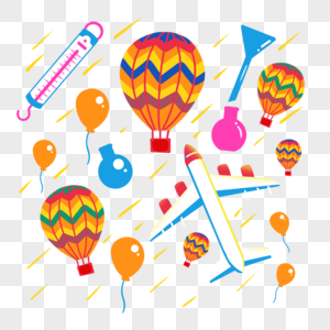 热气球飞机科学插画高清图片