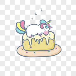 蛋糕上的可爱彩虹独角兽图片
