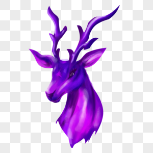 紫色水彩鹿图片