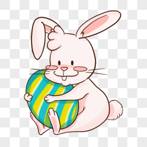复活节可爱的兔子抱着彩蛋图片
