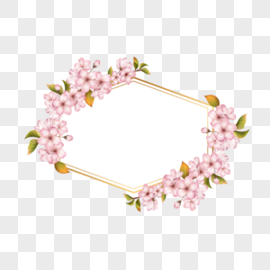 粉色樱花绿叶装饰环绕边框图片