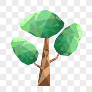 抽象几何低聚绿色树木图片