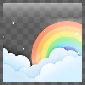 可爱云朵七彩剪纸彩虹图片