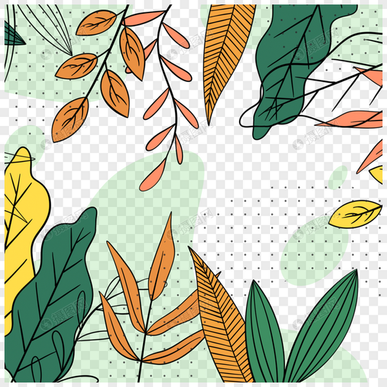 绿叶黄草孟菲斯植物边框图片
