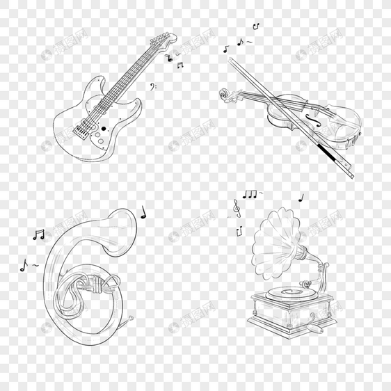 线稿音乐器材图片