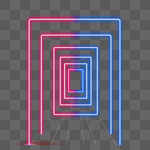 红蓝双色方形拱门元素图片