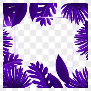 蓝紫色霓虹植物边框图片