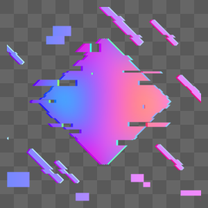 紫色多边形抽象故障风边框图片