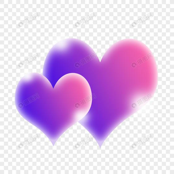 两颗紫色浪漫情人节爱心图片