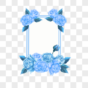 蓝色妖姬玫瑰婚礼边框图片