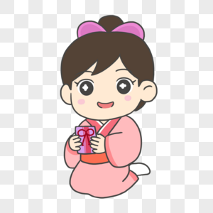 粉色衣服可爱日式卡通女孩图片