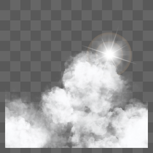 白云点缀太阳光效图片