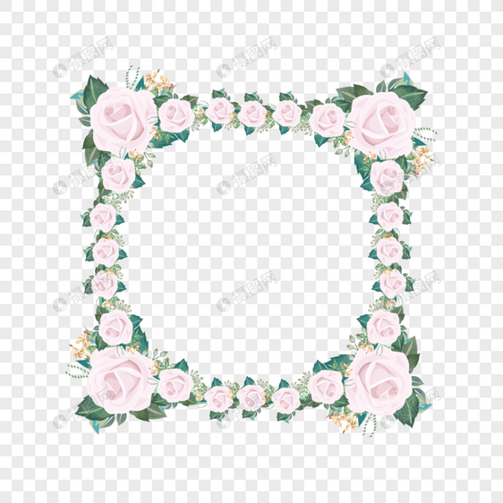 方形粉色花卉植物边框图片
