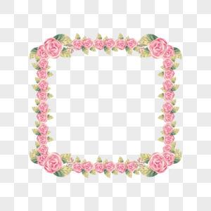 水彩粉色花卉植物边框图片