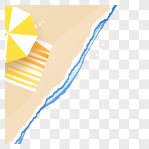 沙滩遮阳伞夏季剪纸边框图片