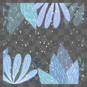 淡蓝色叶子冬季植物边框图片