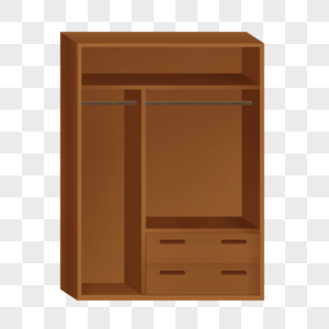棕色无门木质衣柜平面图图片