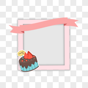 卡通粉色生日背景巧克力蛋糕图片