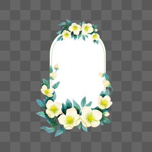 椭圆形茉莉花卉边框图片