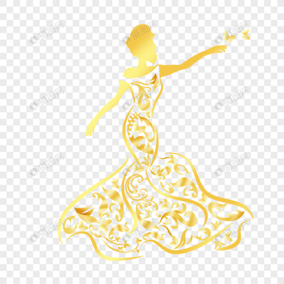 新娘抽象金色婚纱跳舞图片