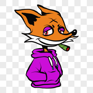狐狸波普风格紫色衣服图片
