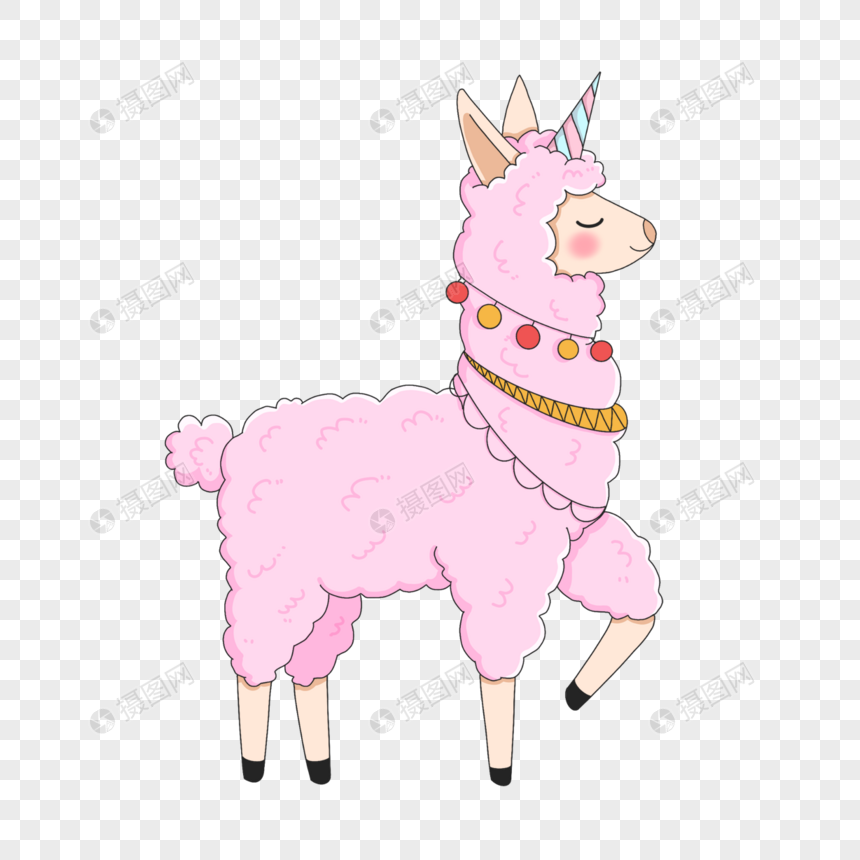 羊驼独角兽粉色卡通卡爱图片