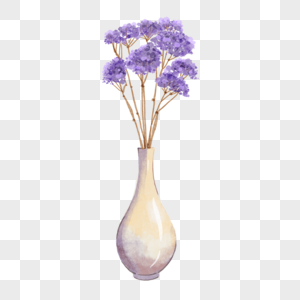 干花束波西米亚风格水彩紫色小野花高清图片
