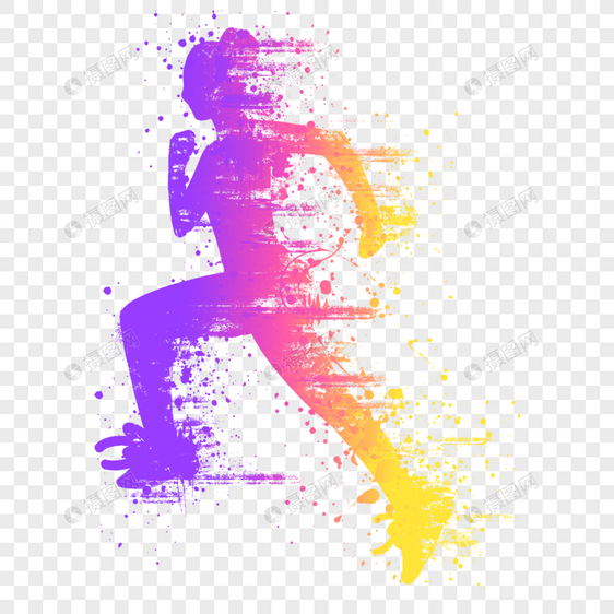 跑步人物抽象风格图片