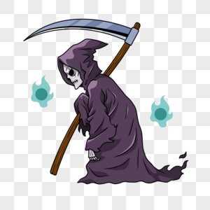 扛镰刀死神卡通黑色高清图片