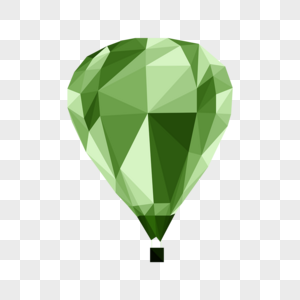 热气球低聚风绿色图片